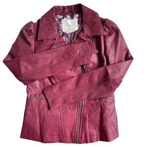 ANTHROPOLOGIE | WOMEN'S FAUX LEATHER ZIP UP JACKET | Size XS